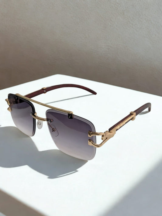 Luxury Gradient Rimless Sunglasses with Panther Detailing
