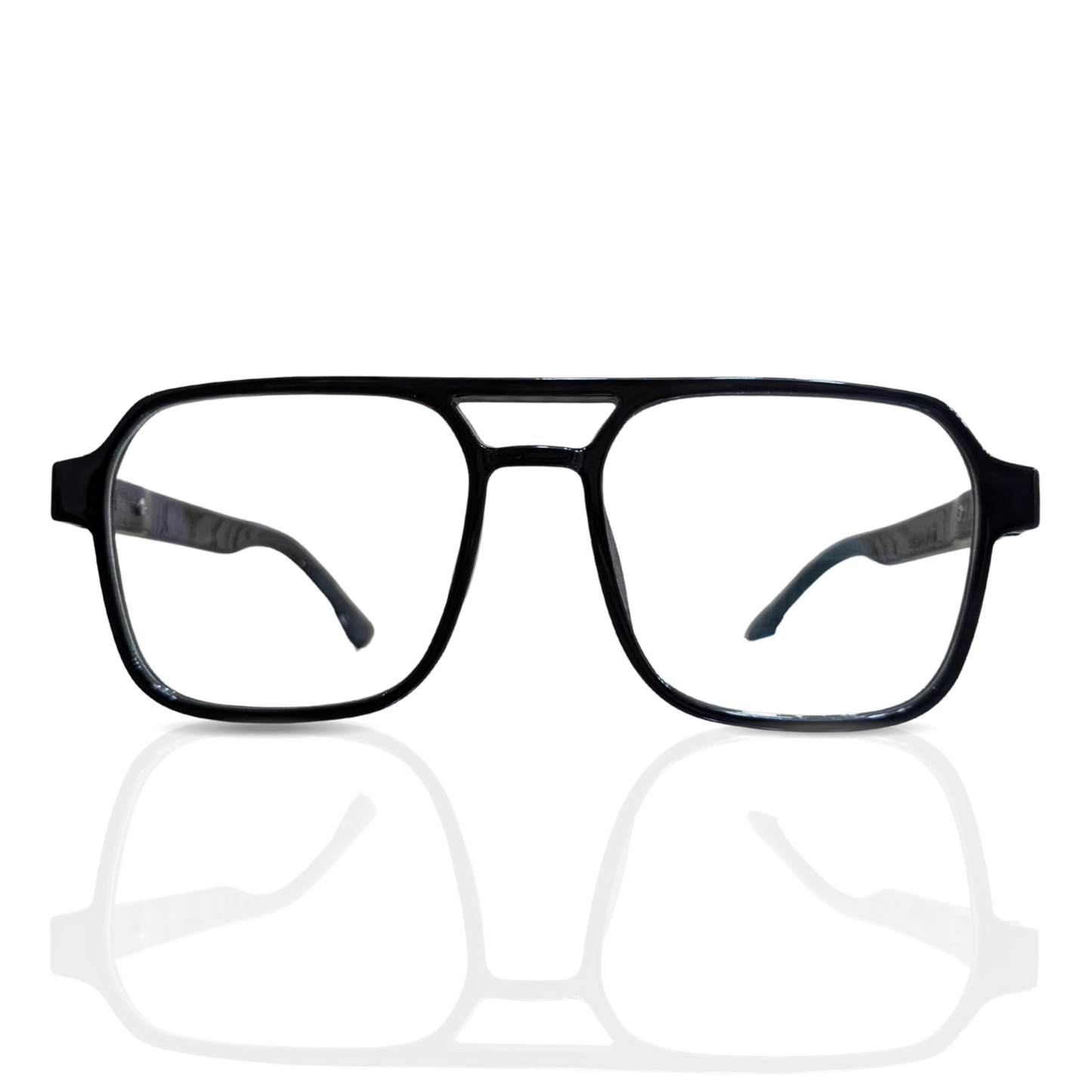 Classic Aviator Eyeglasses – Black Gloss Finish