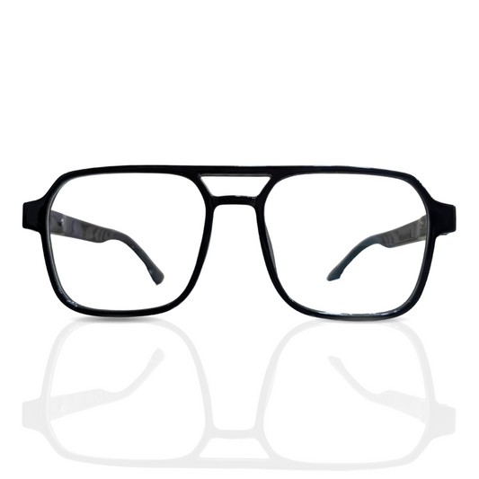 Classic Aviator Eyeglasses – Black Gloss Finish