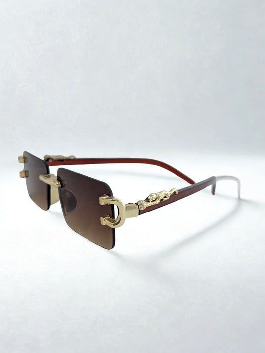 "Luxury Sunglasses with Panther Accent"