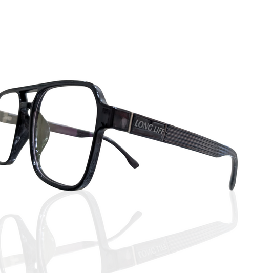 Classic Aviator Eyeglasses – Black Gloss Finish